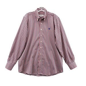 Bald Head Blues Shirt Men's Medium Red Blue Plaid Preppy Long Sleeve Golf Resort